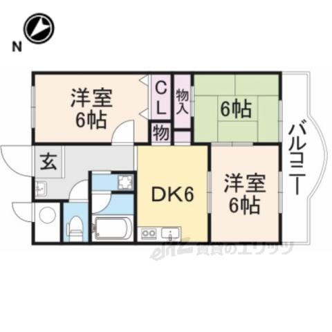 ウェルスMORI(3DK/3階)の間取り写真