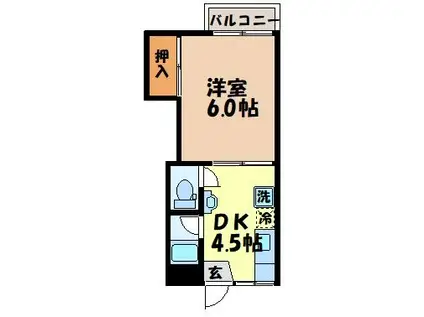 ナチュール片淵(1K/2階)の間取り写真