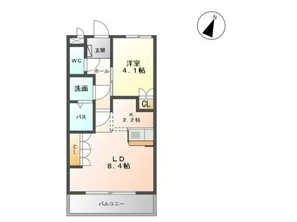 リバティー O(1LDK/2階)の間取り写真
