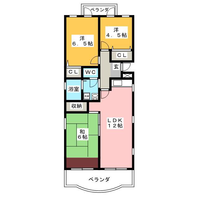 山辺第7マンション(3LDK/3階)の間取り写真