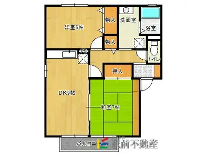 フローラK A(2DK/1階)の間取り写真