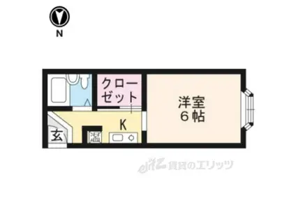 レディース井上(1K/1階)の間取り写真