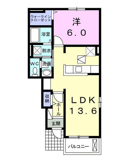 ピーメイルA(1LDK/1階)の間取り写真