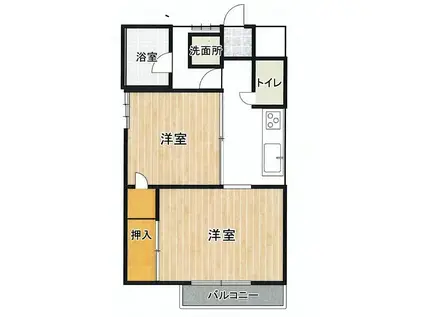 アルカディア石神井台(2DK/1階)の間取り写真