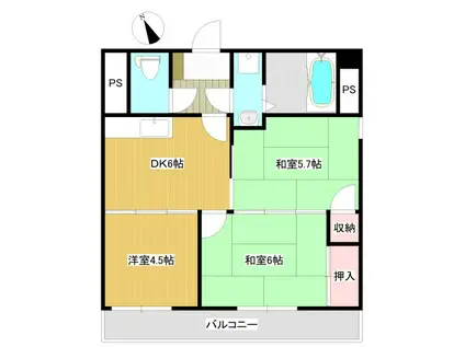 ひろせビル(3DK/4階)の間取り写真