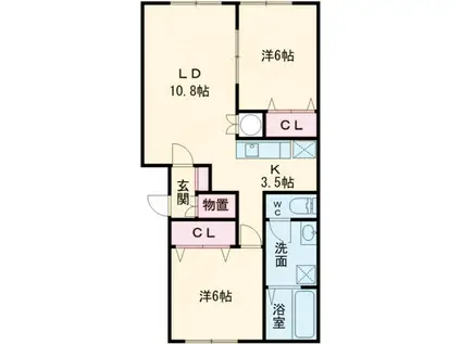 キューブ V(2LDK/2階)の間取り写真