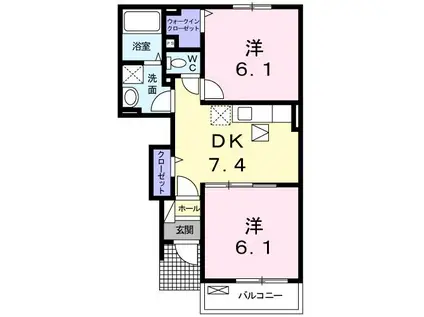リバーサイド恵比寿(2DK/1階)の間取り写真