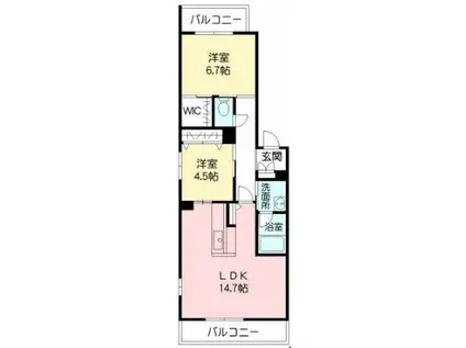 シャーメゾン カルパ(2LDK/2階)の間取り写真
