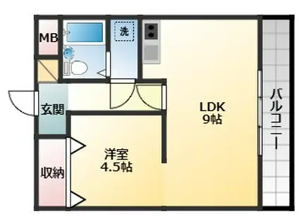 リバティヒルズ(1LDK/3階)の間取り写真