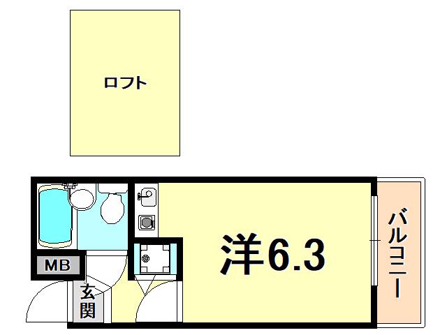 ベルトピア西宮Ⅰ(ワンルーム/3階)の間取り写真