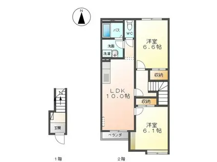 インペリアルコート(2LDK/2階)の間取り写真