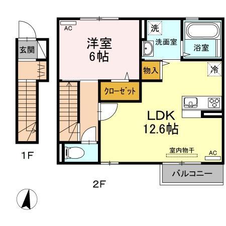 シャルマン・ホルツ(1LDK/1階)の間取り写真