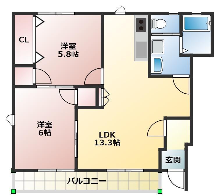セントレアハイツナカムラ(2LDK/1階)の間取り写真