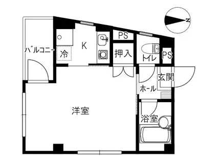 アーバン天神(1K/3階)の間取り写真