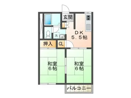 サン・エトワールA(2DK/2階)の間取り写真