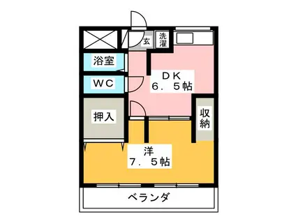 ブランドール 北棟(1DK/3階)の間取り写真