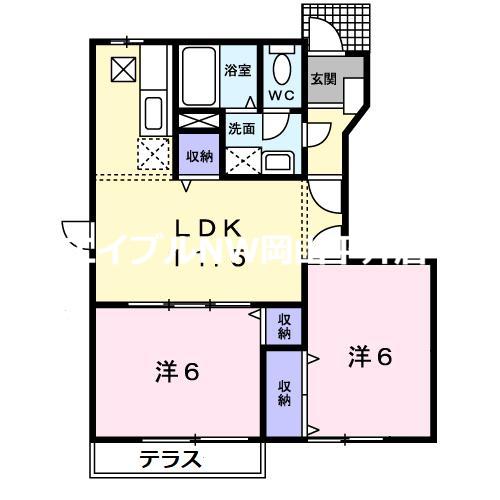 メゾン長船B(2LDK/1階)の間取り写真