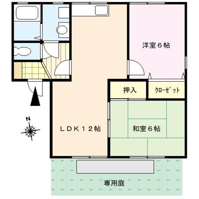 アーバンライフ津福(2LDK/1階)の間取り写真