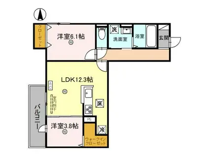 PALAIS POIRE(2LDK/1階)の間取り写真