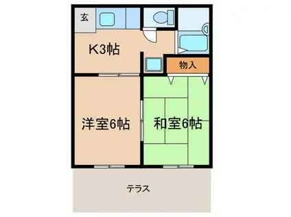 ハイツみずこし(2K/1階)の間取り写真