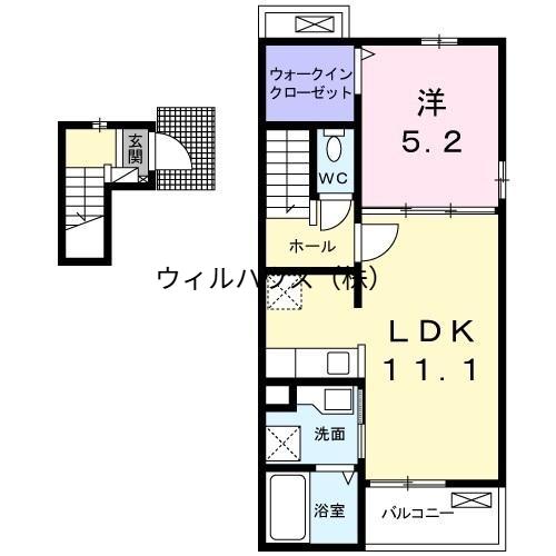 メゾンドリックⅢ(1LDK/2階)の間取り写真