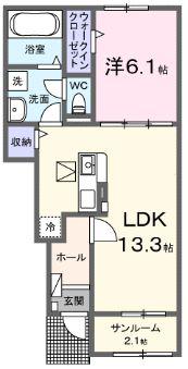 ラメール ブルー(1LDK/1階)の間取り写真