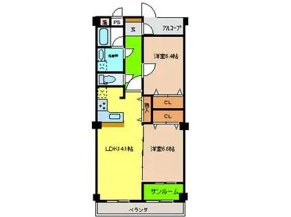 さくらいマンション青島A(2LDK/3階)の間取り写真