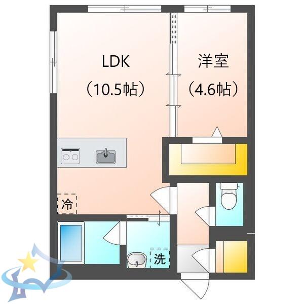 カレラ学園前(1LDK/4階)の間取り写真