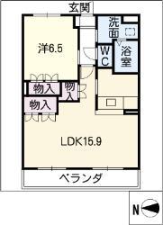 ハッピーガーデン(1LDK/3階)の間取り写真