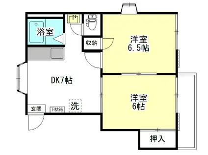 コーポ桜井A(2DK/2階)の間取り写真