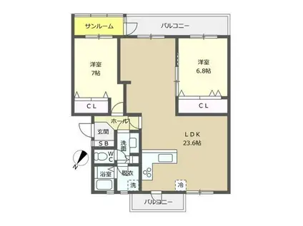 アムールペー緑が丘(2LDK/3階)の間取り写真