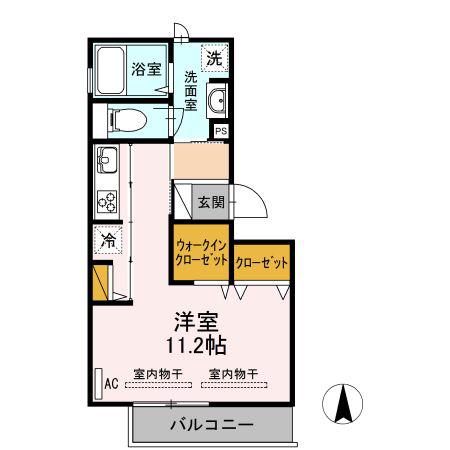 CREA桜町 A棟(ワンルーム/2階)の間取り写真