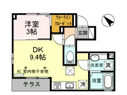 グランメール多摩平(1LDK/1階)の間取り写真
