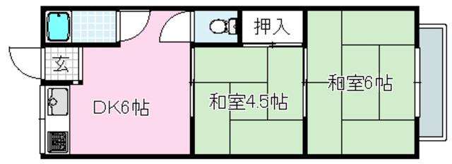 上泉ハイツ(2DK/1階)の間取り写真
