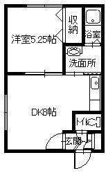 アルファライフ(1DK/2階)の間取り写真