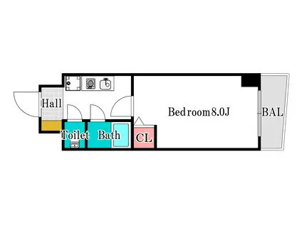 シャトー日興(1K/8階)の間取り写真
