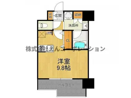 エンクレスト博多 THE TIME(ワンルーム/2階)の間取り写真