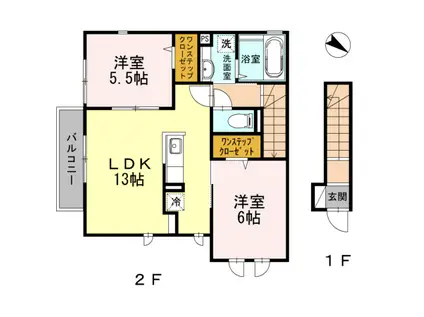 プランタン2(2LDK/2階)の間取り写真