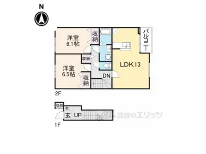 アーバン縄手B(2LDK/2階)の間取り写真