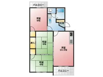 イーストハウス(3LDK/2階)の間取り写真