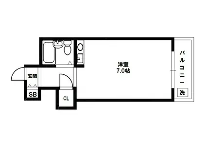 グレイス芦屋(ワンルーム/3階)の間取り写真