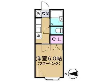 ビューパレス高松(1K/2階)の間取り写真