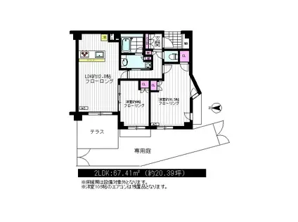 Dクラディア中野桃園(2LDK/1階)の間取り写真