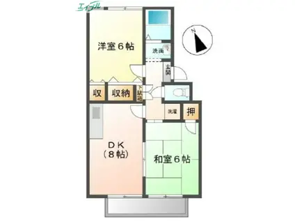 グローリーハウス的場A棟(2DK/2階)の間取り写真