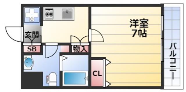 パークヒルズ新大阪WILL(1K/1階)の間取り写真