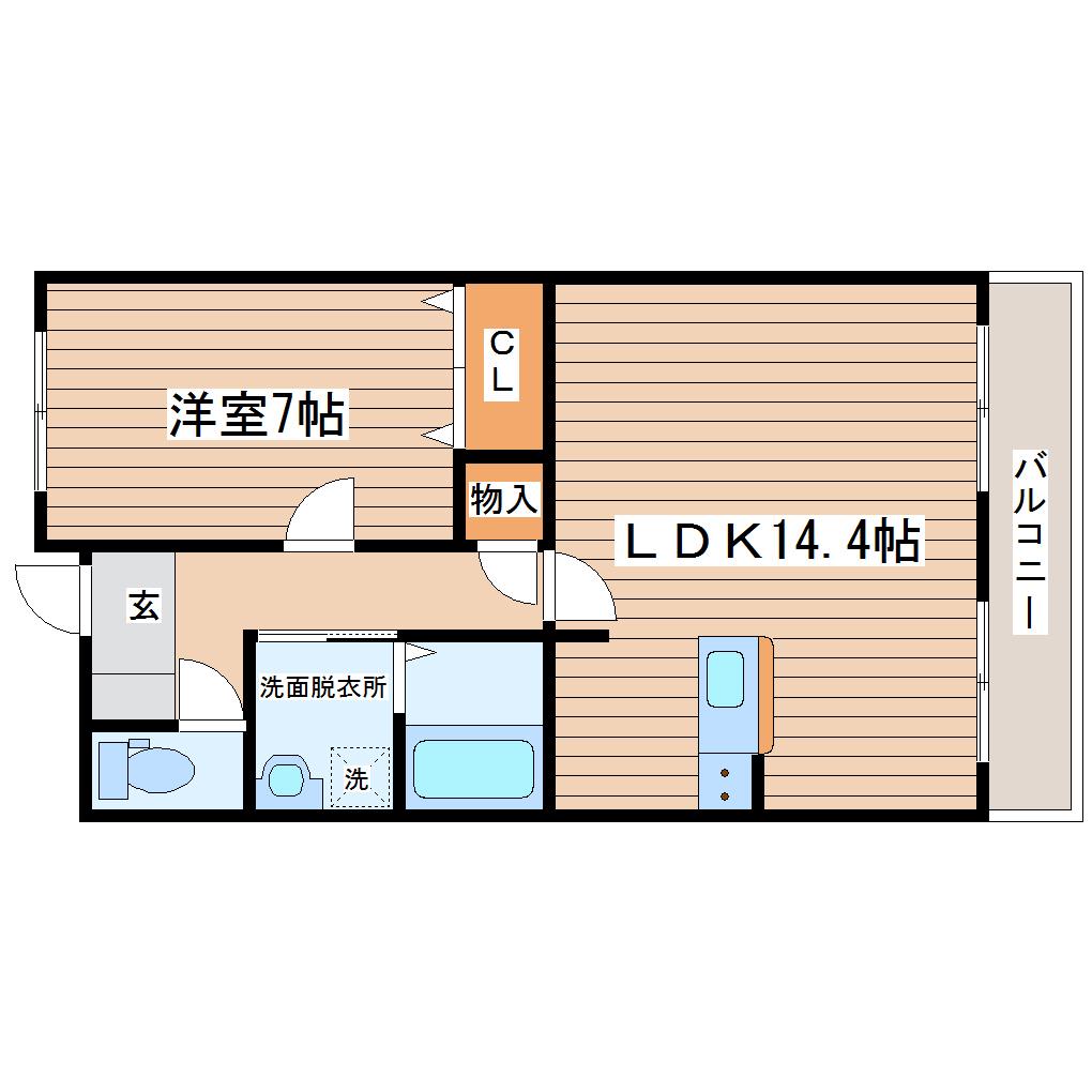 アルバ市名坂(1LDK/2階)の間取り写真