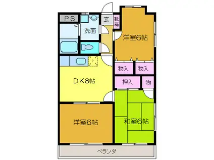 エスポワール・大洲(3DK/1階)の間取り写真