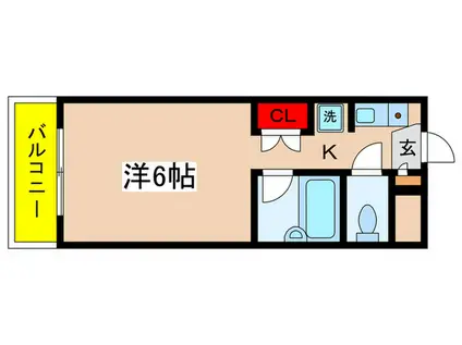 新百合ヒルズ(1K/2階)の間取り写真