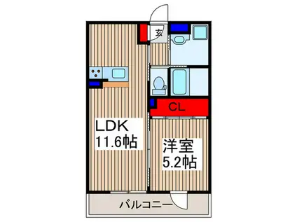 リブリ・コンフォートレジデンス(1LDK/2階)の間取り写真