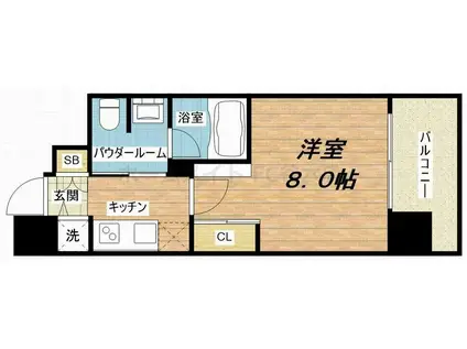 エスライズ北堀江スワン(1K/8階)の間取り写真